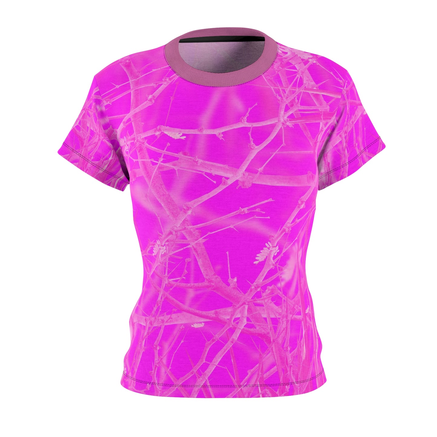 Pink Thornbush Camo Women's Cut & Sew Tee (AOP)