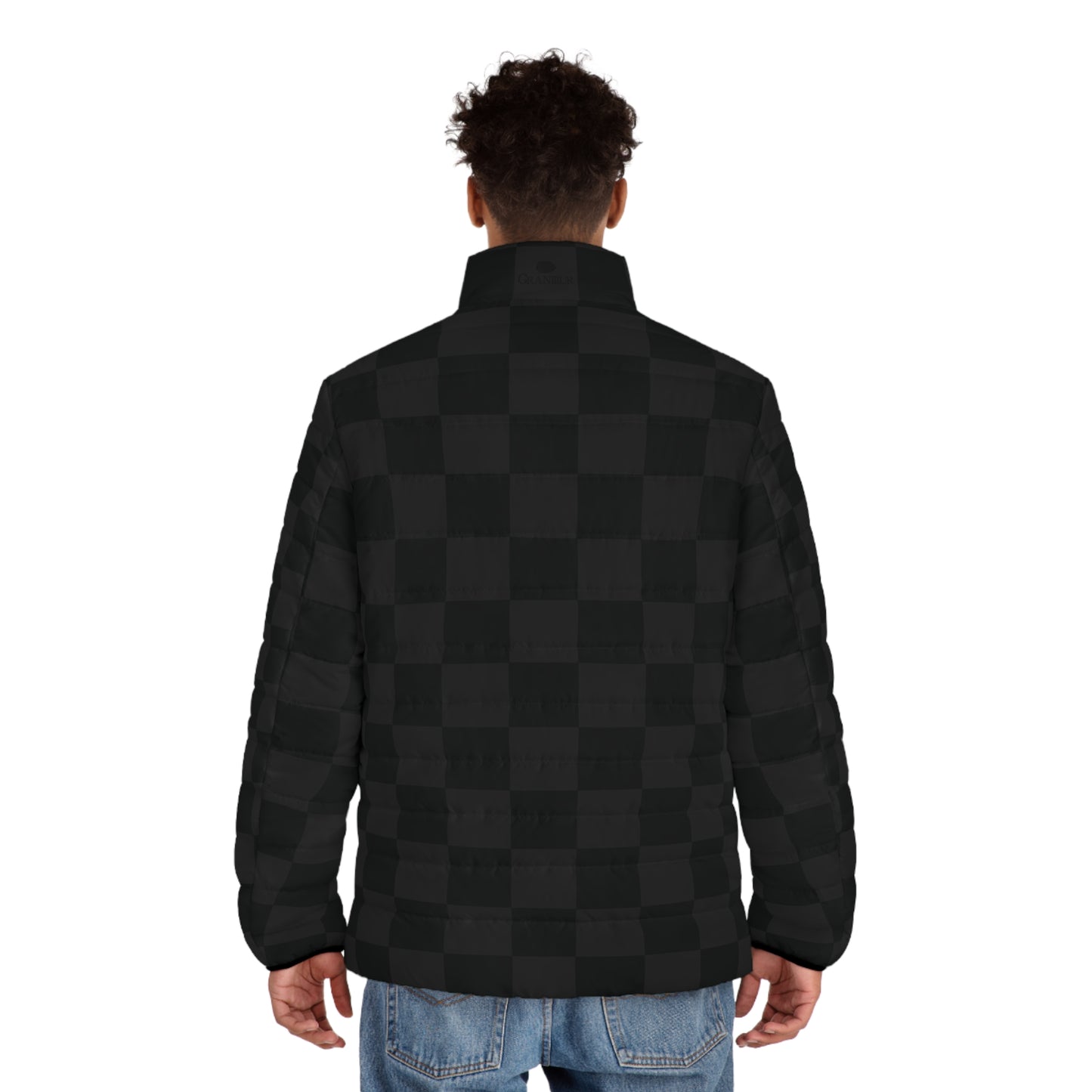 Black Checkered Puffer Jacket