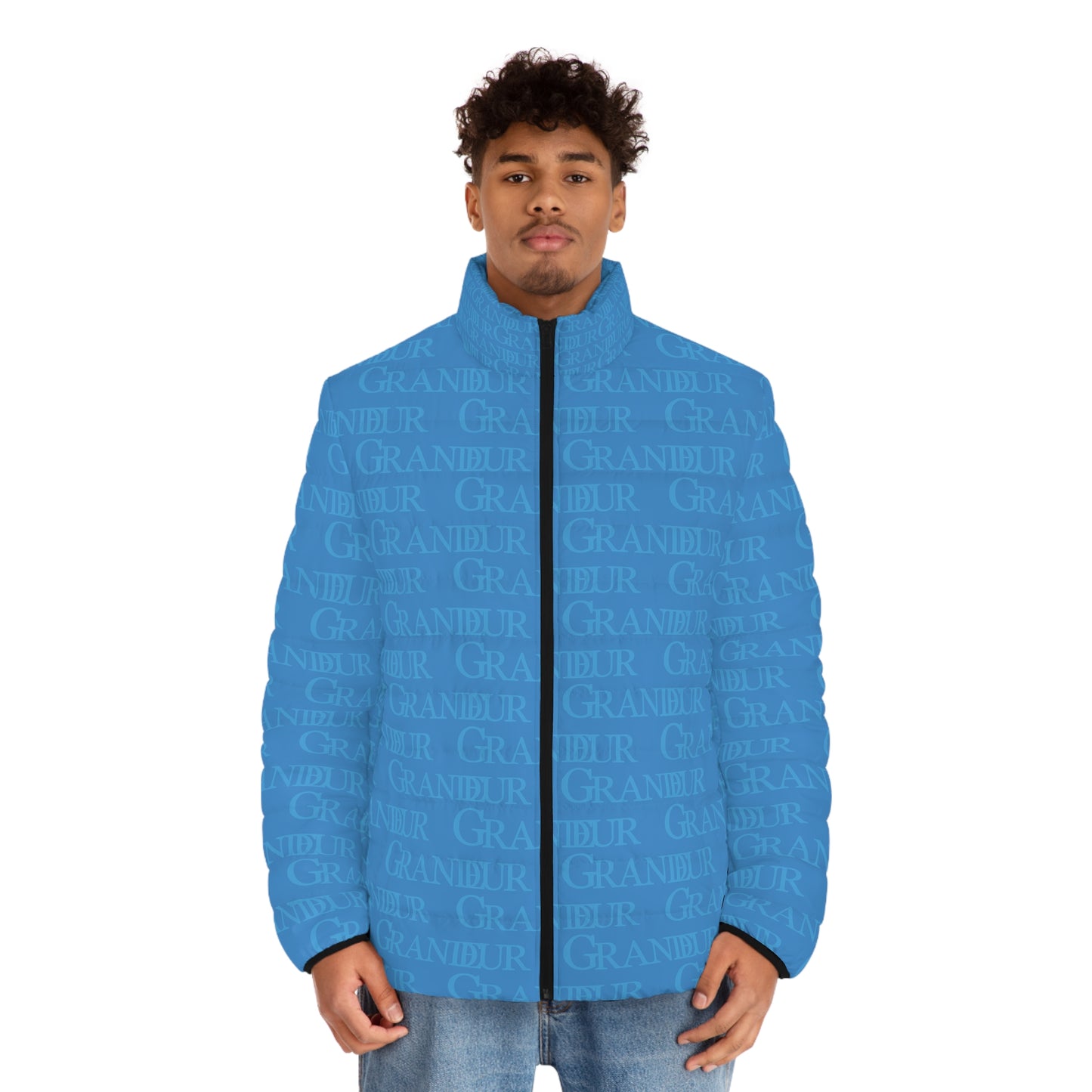 Blue Bricked Puffer Jacket