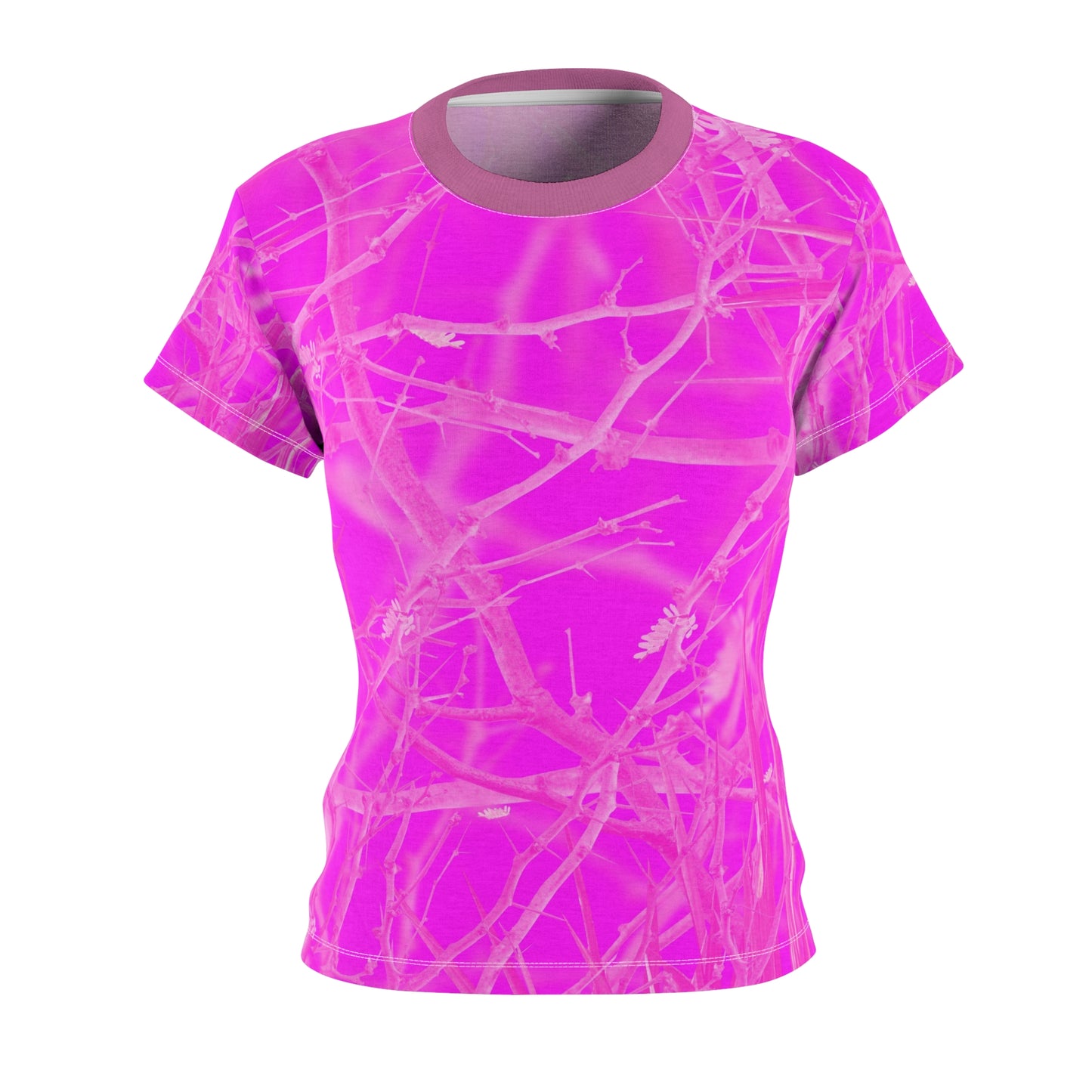 Pink Thornbush Camo Women's Cut & Sew Tee (AOP)