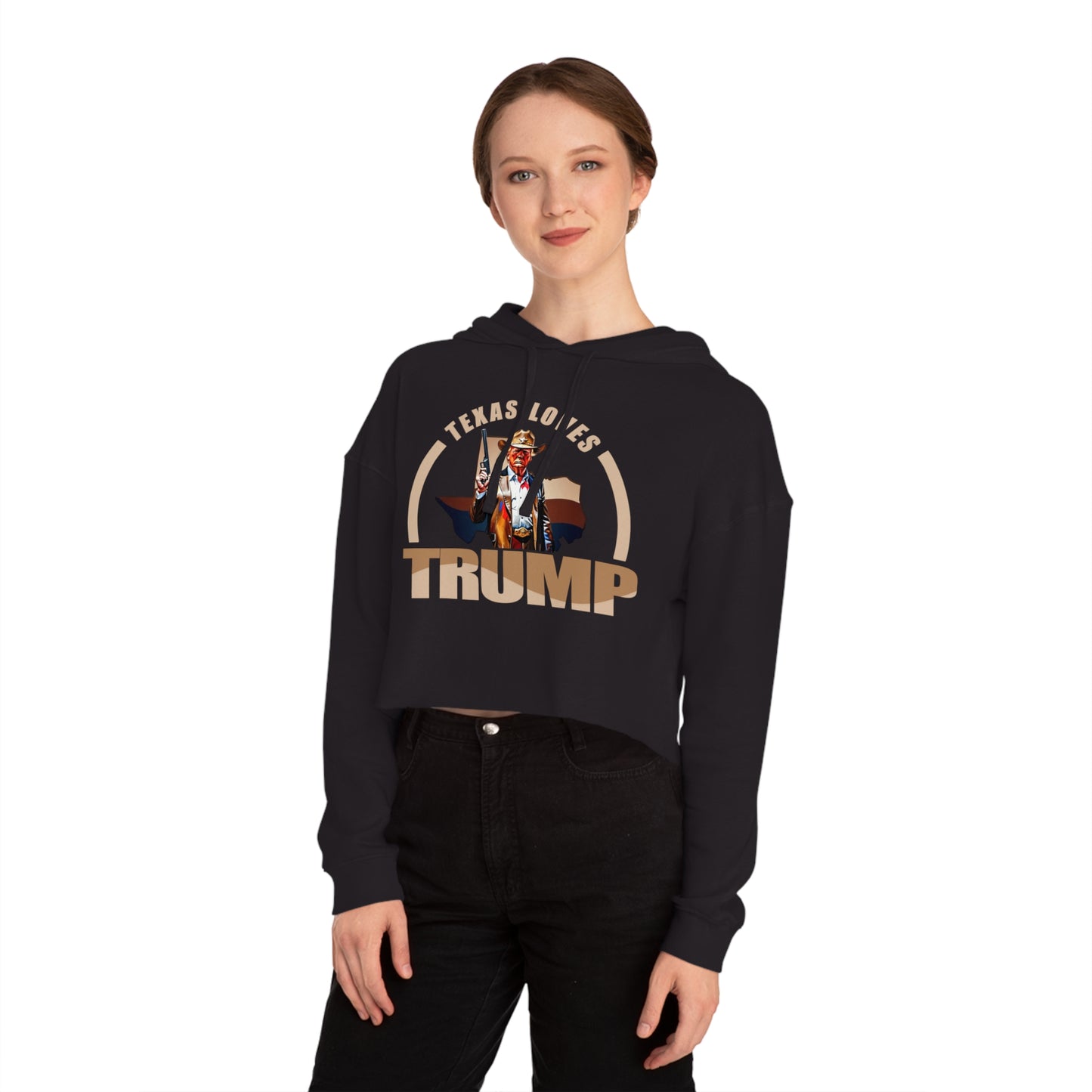 Texas Loves Trump Women’s Cropped Hooded Sweatshirt