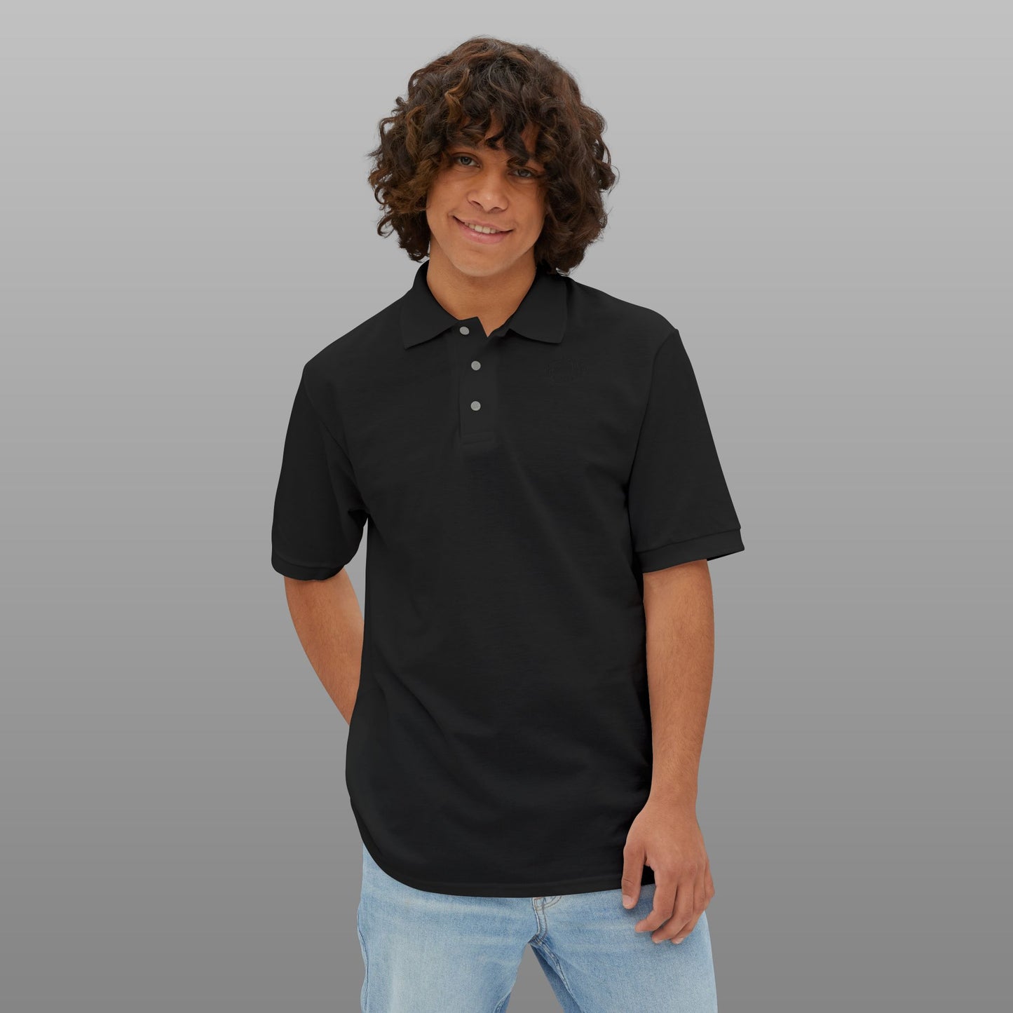 Grandeur Men's Piqué Polo Black Fish