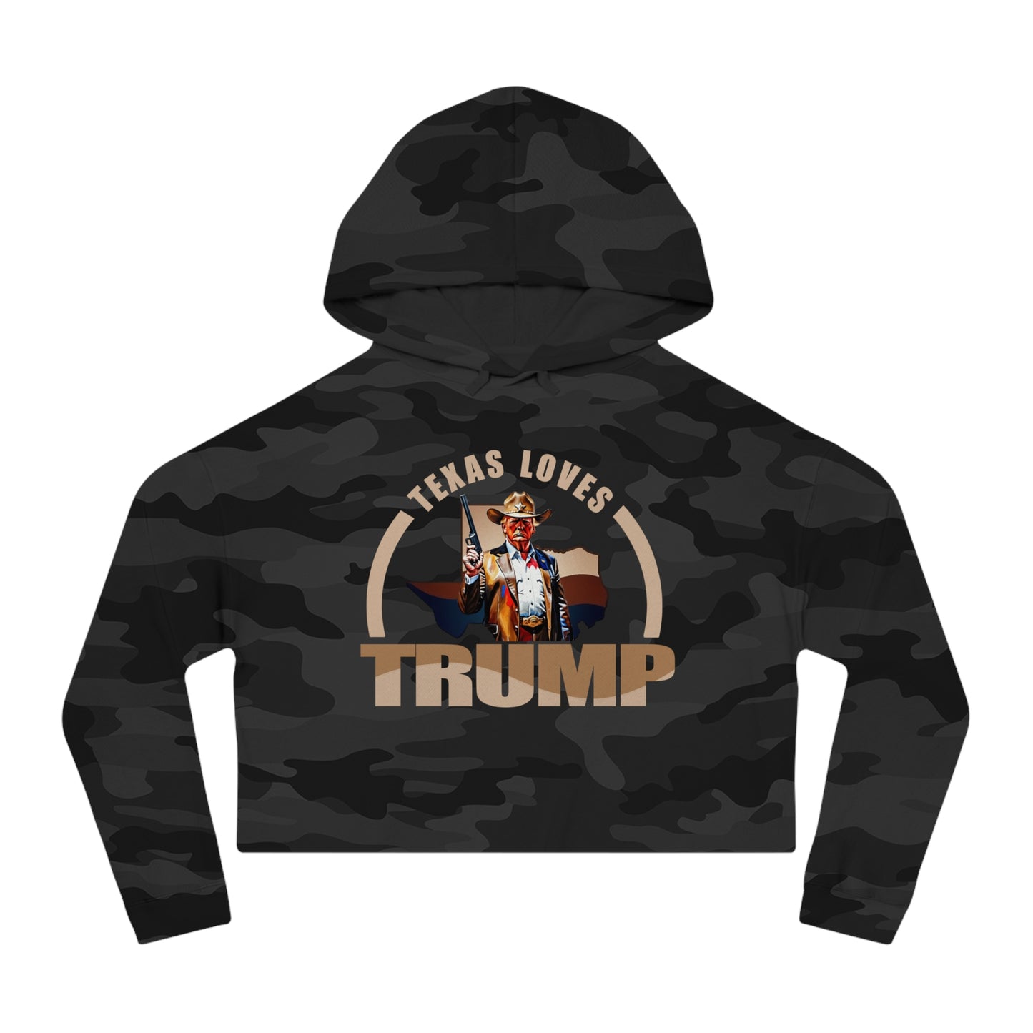 Texas Loves Trump Women’s Cropped Hooded Sweatshirt