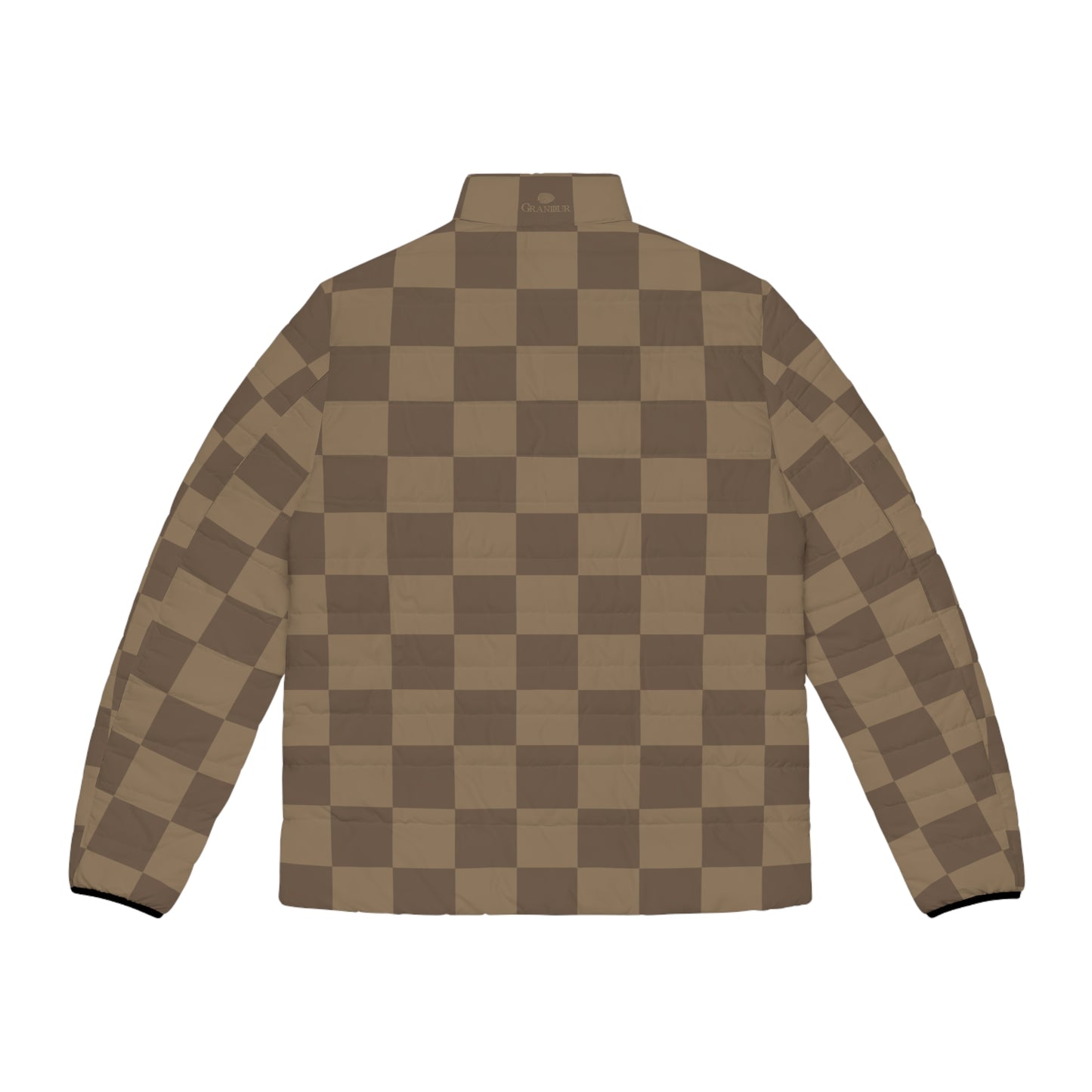 Brown Checkered Puffer Jacket