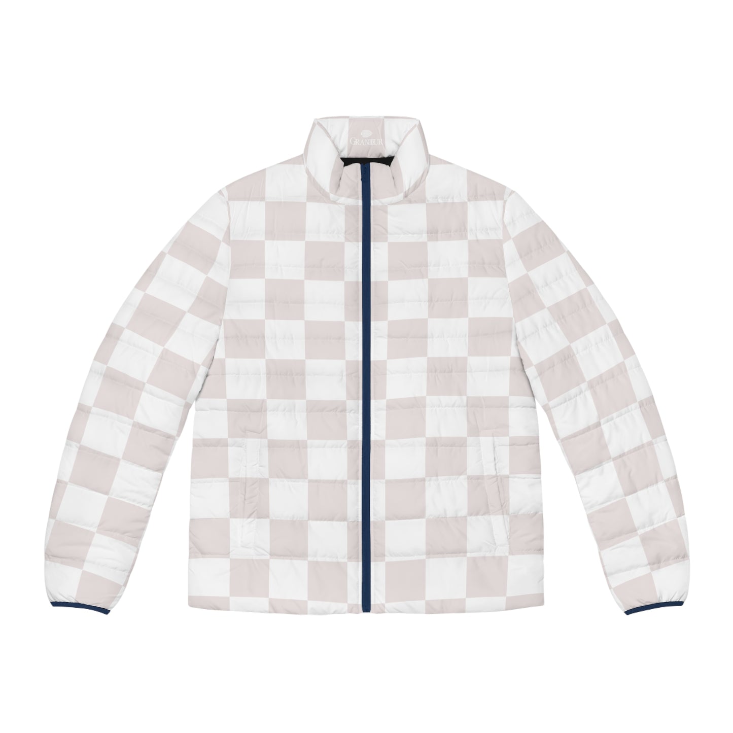 White Checkered Puffer Jacket