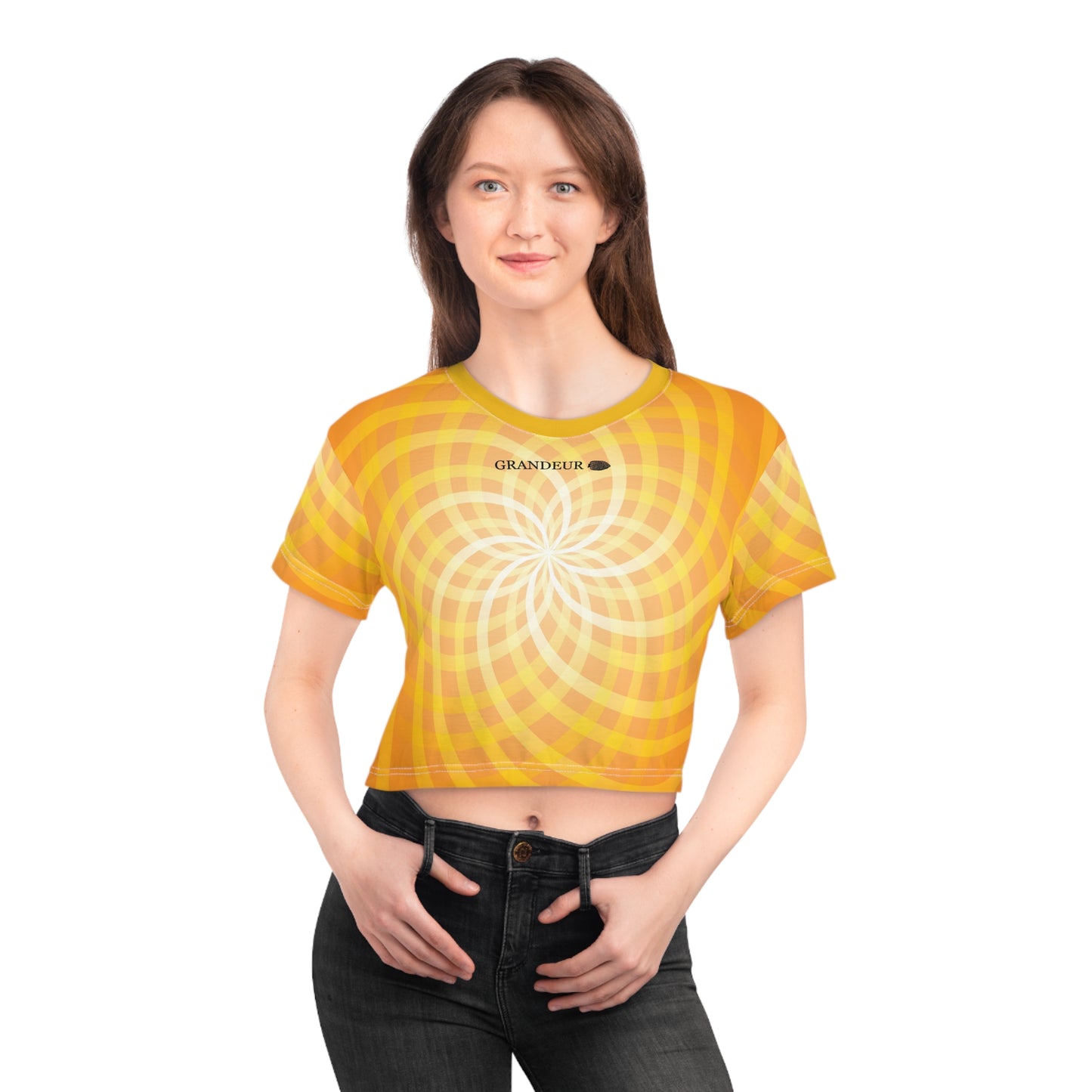 yellow abstract Crop Tee (AOP)