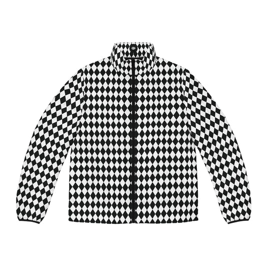 Black Checkered Puffer Jacket