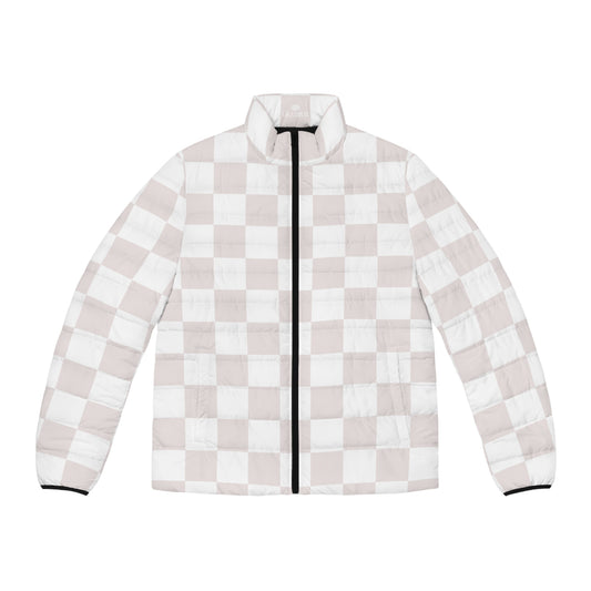 White Checkered Puffer Jacket