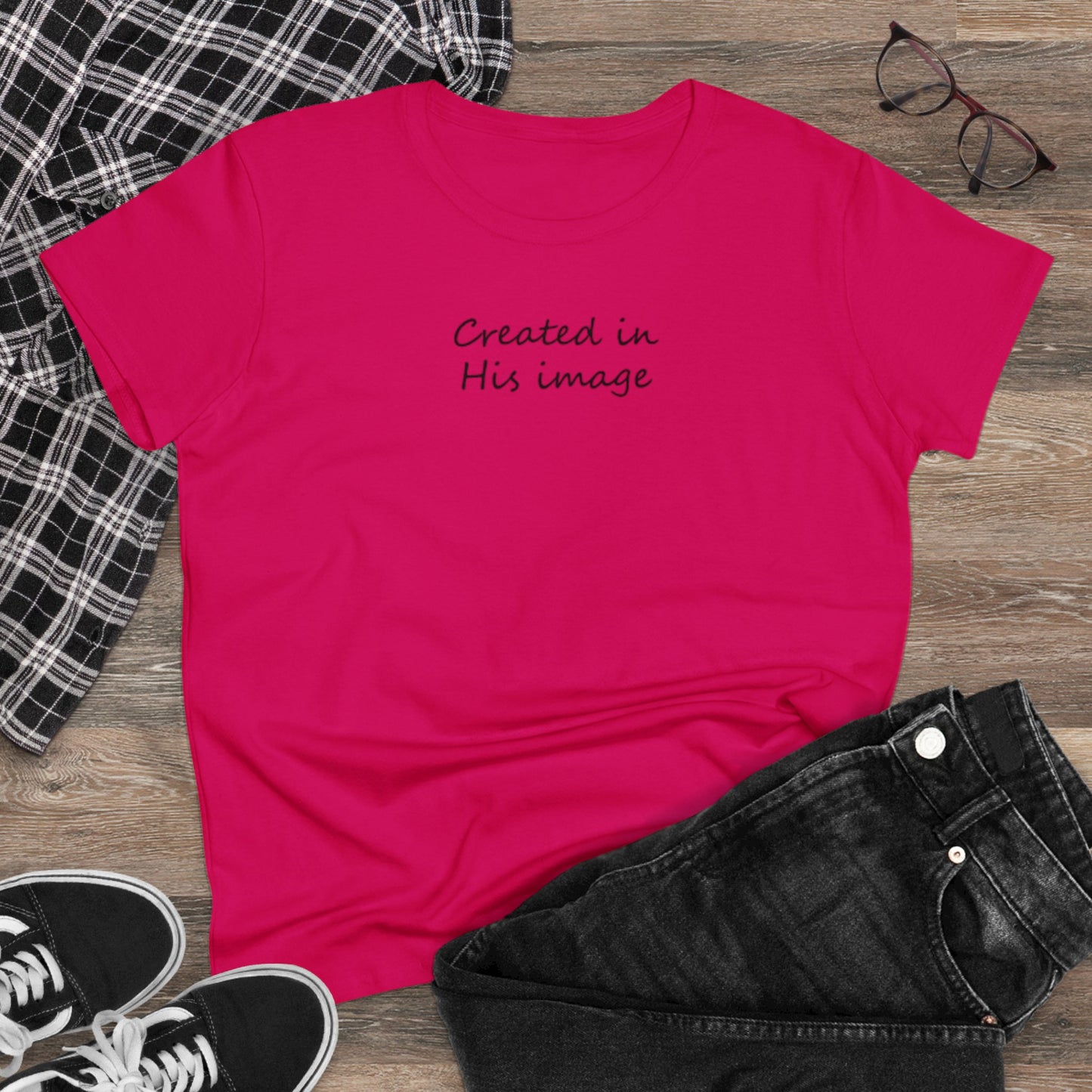 Created in His Imgage - Women's Midweight Cotton Tee