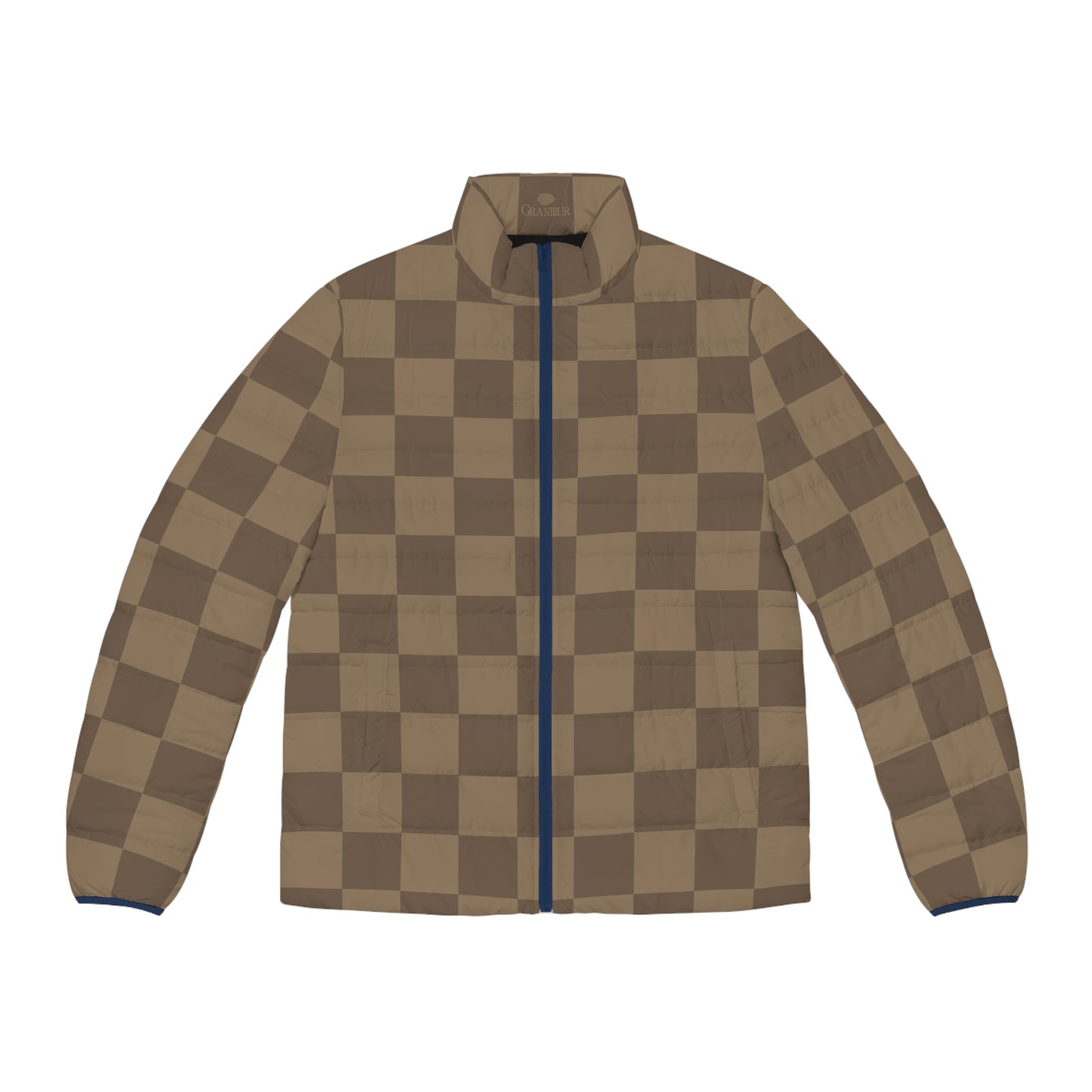 Brown Checkered Puffer Jacket