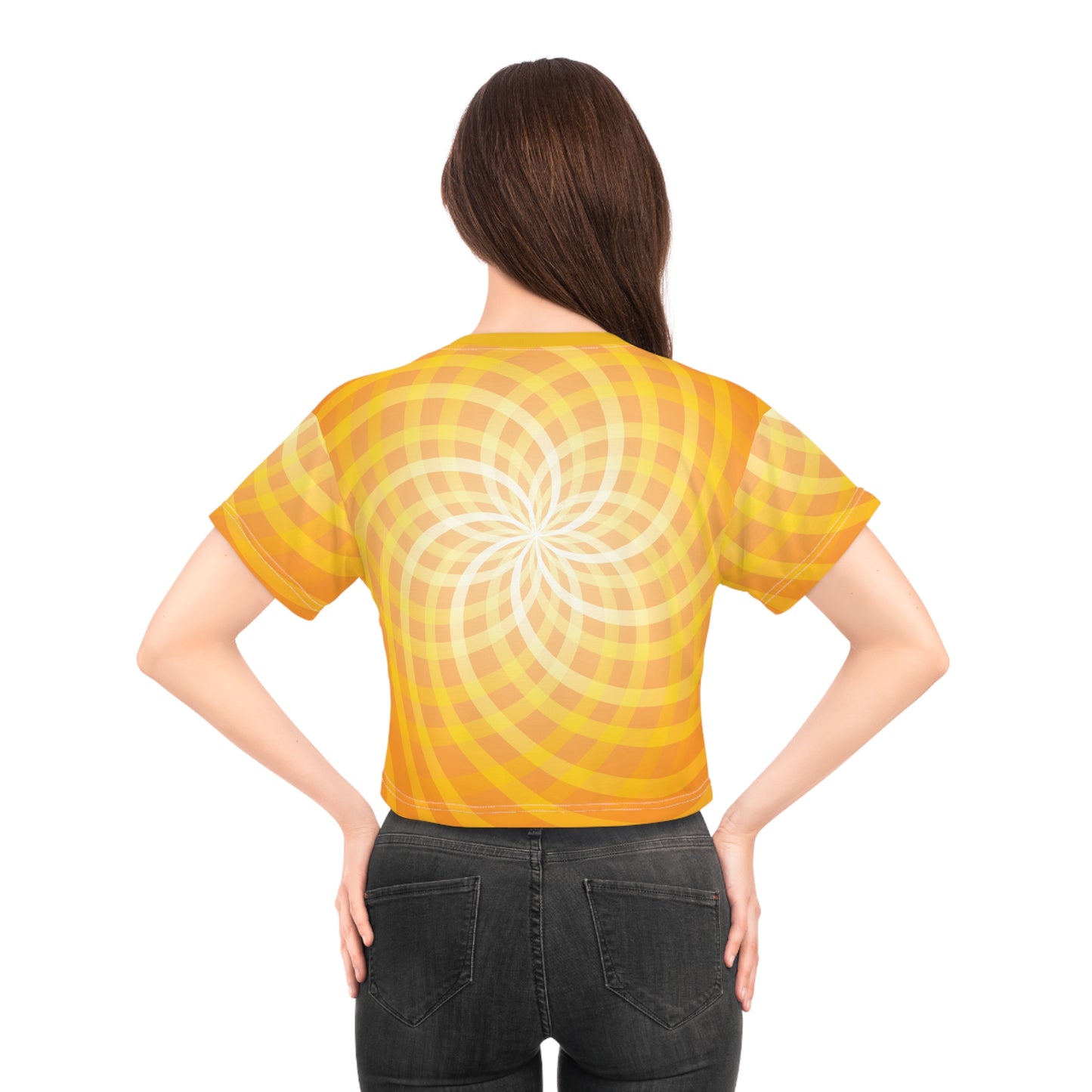 yellow abstract Crop Tee (AOP)