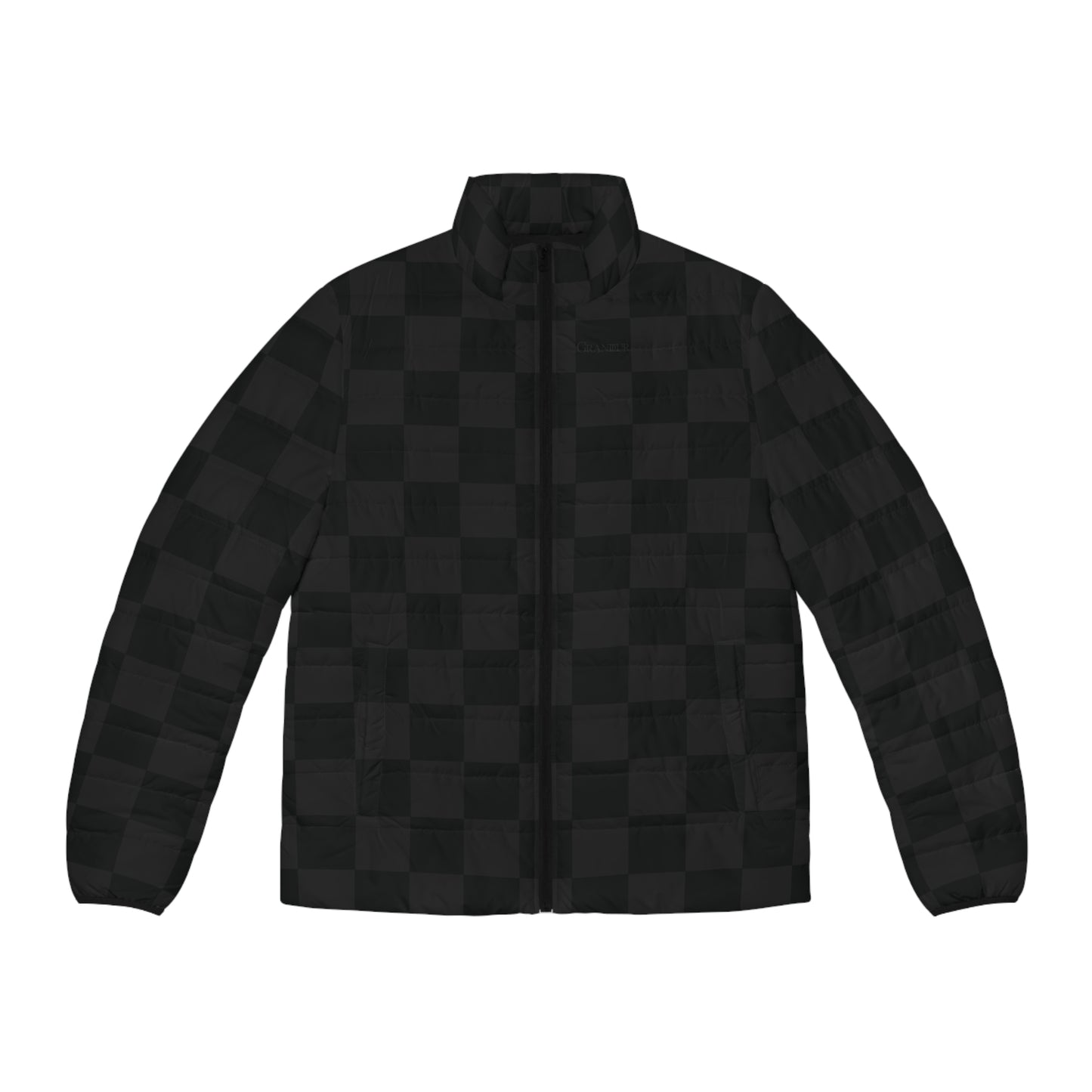 Black Checkered Puffer Jacket