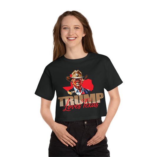 Texas Loves Trump  Champion Women's Heritage Cropped T-Shirt