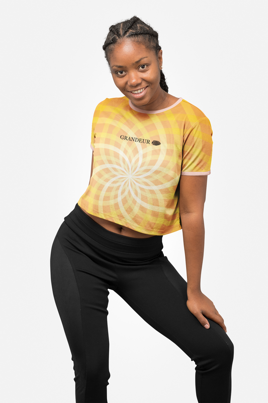 yellow abstract Crop Tee (AOP)