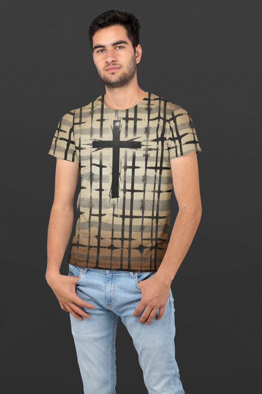 Cross pattern grunge Unisex Cut & Sew Tee (AOP)